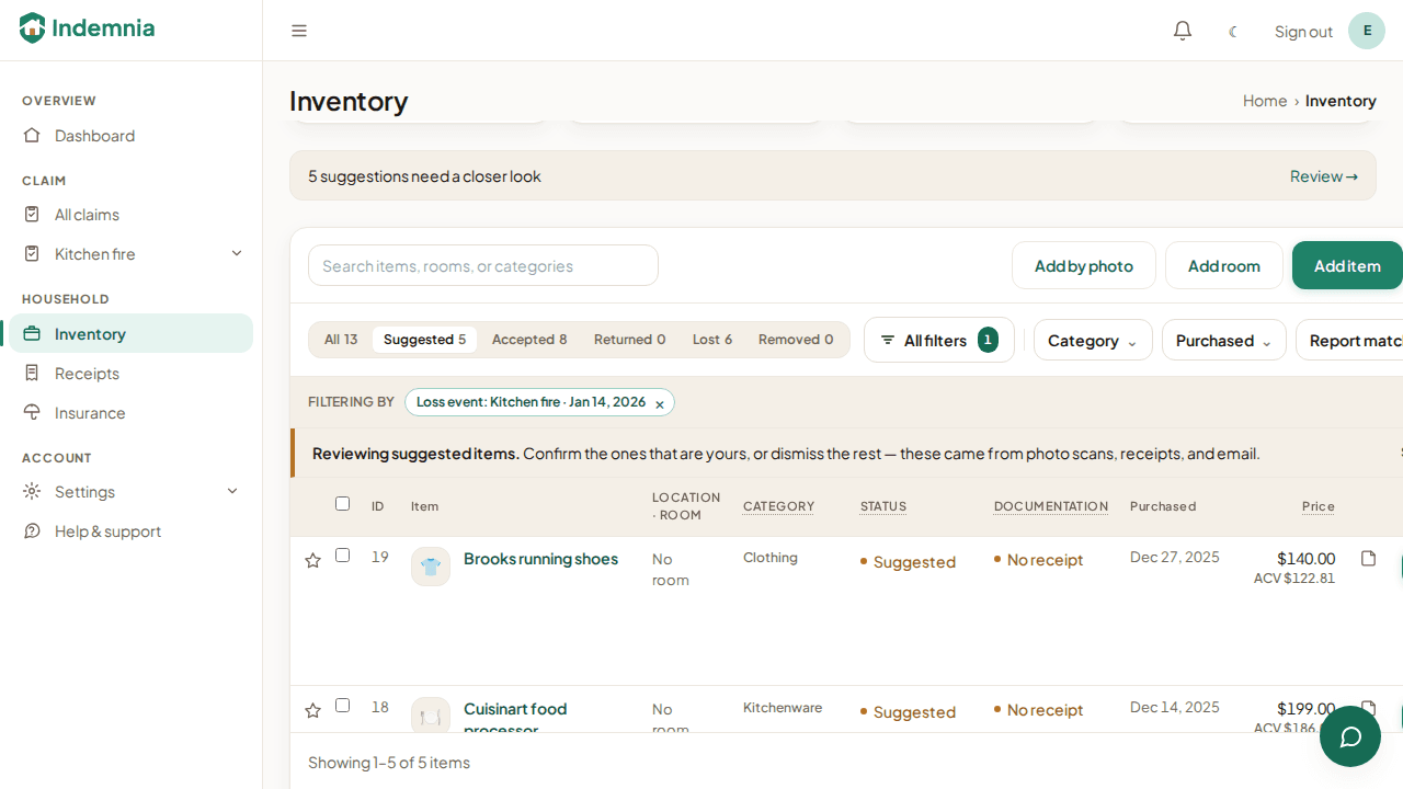 A queue of suggested items waiting to be accepted or dismissed